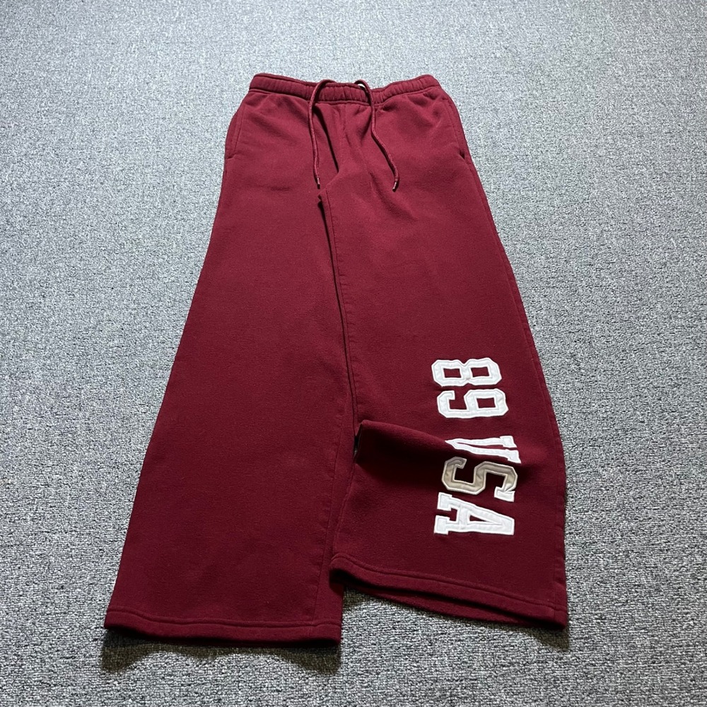 Refuge Wide Leg Sweatpants Size M Burgundy 89 USA Graphic Lounge Pants